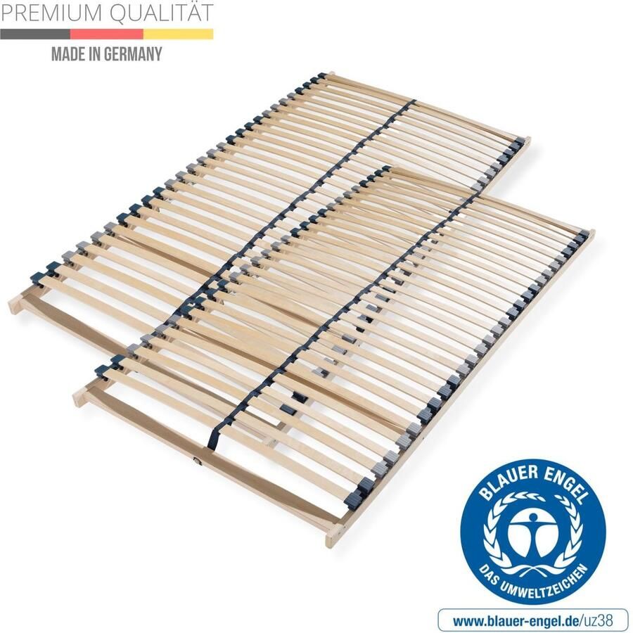Sleepneo Lattenbodem 200x200 28 premium latten Ergonomisch 7-zone bedbodem met stevig beukenhouten frame Gemaakt in Duitsland Zelf te monteren Draagvermogen ca. 150kg Flexibele veerhouten latten