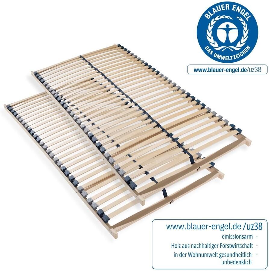 Sleepneo Lattenbodem 180x200 Ergonomisch 7-zone lattenbodem met stevig beukenhouten frame 28 latten Gemaakt in Duitsland Zelf te monteren Draagvermogen ca. 150kg Flexibele veerhouten latten