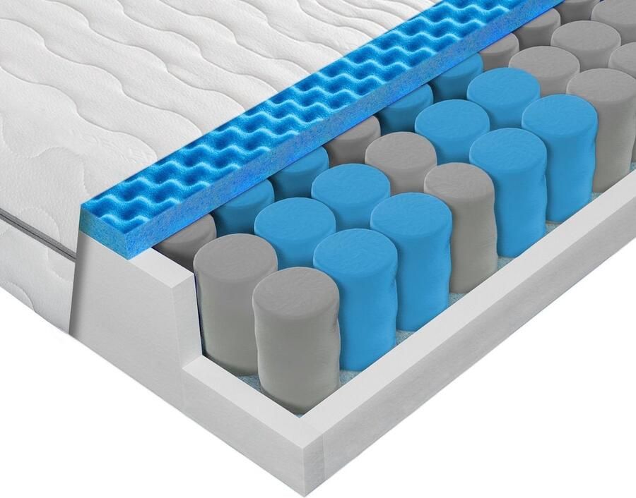 Sleepneo matras 140x200 cm pocketvering matras 140x200 cm H2 H3 hoogte 21cm zacht orthopedische 7-zone matras ademende aloë vera dubbeldoek tijk- Tweepersoonsmatrassen 140x200