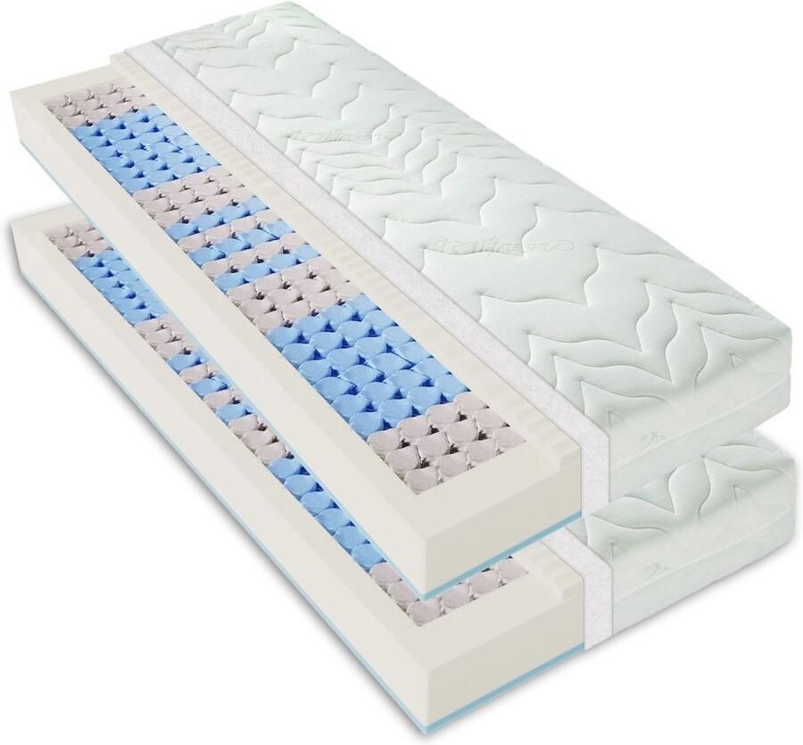 Sleepneo Matras 160x200 cm (2 x 80x200cm) pocketveringmatras H3 H4 hoogte ca. 22cm 7-zone TFK omkeerbaar matras 160x200cm met hoogwaardige Greenfirst hoes zacht- Tweepersoonsmatrassen 160x200