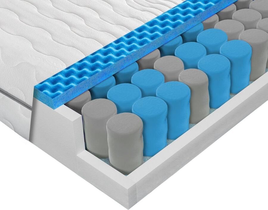 Sleepneo matras 160x200 cm pocketvering matras 160x200 cm H2 H3 hoogte 21cm gemiddeld orthopedische 7-zone matras ademende aloë vera dubbeldoek tijk- Tweepersoonsmatrassen 160x200