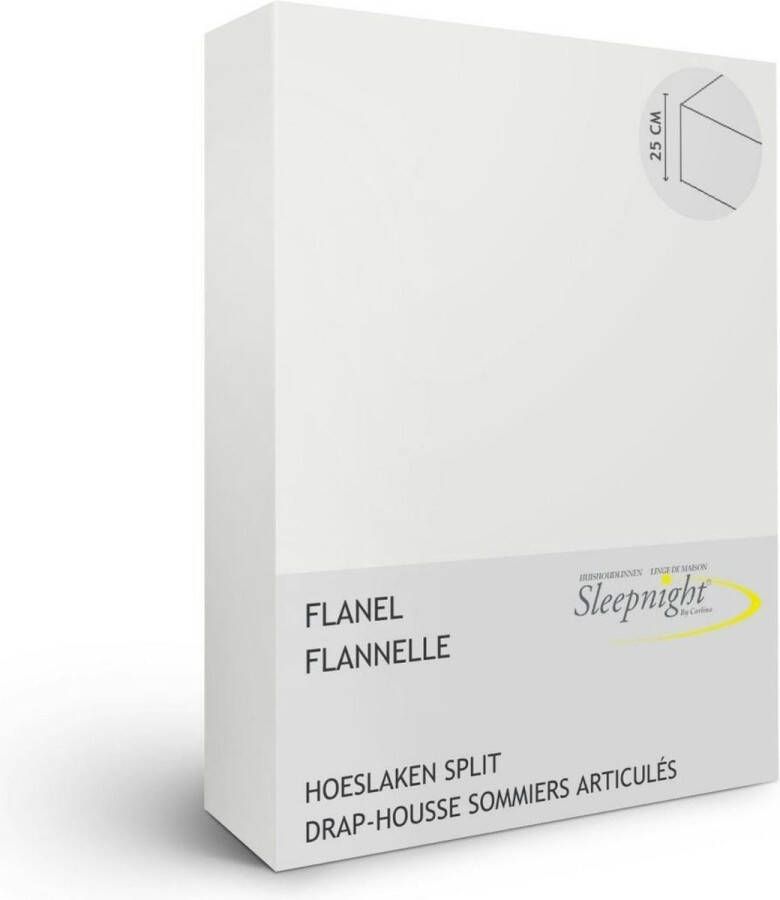 Sleepnight hoeslaken split topper Flanel (hoekhoogte 25 cm ) Ecruivoire B 180 x L 200 cm Lits-jumeaux Geschikt voor Verstelbare Matras 734127-2x-B 90 x L 200 cm - Foto 2