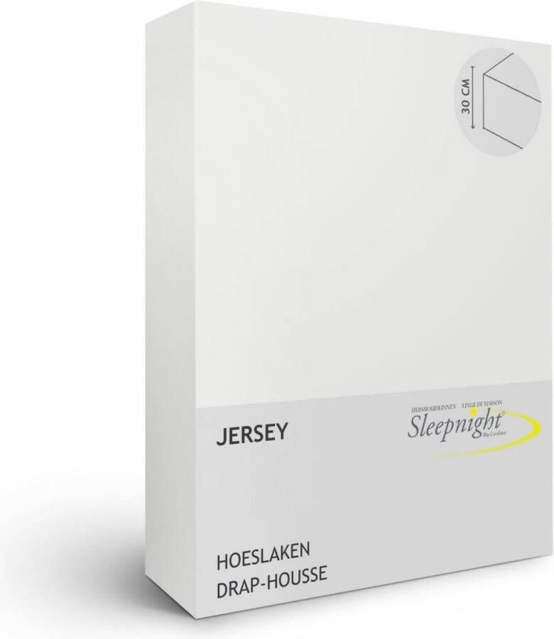 Sleepnight Hoeslaken Jersey (hoekhoogte 30 cm ) Ecru ivoire B 160 x L 200 cm Lits-jumeaux Strijkvrij Geschikt voor Standaard Matras Boxspring Matras + Topper 517151-B 160 x L 200 cm