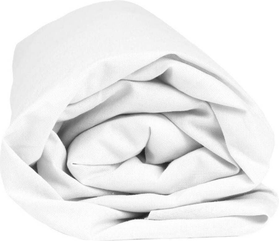 Sleepnight hoeslaken extra hoog Flanel (hoekhoogte 38 cm ) Wit blanc 90 x 220 cm 1-persoons Geschikt voor Standaard Matras Boxspring Matras + Topper Waterbed 550905-B 90 x L 220 cm