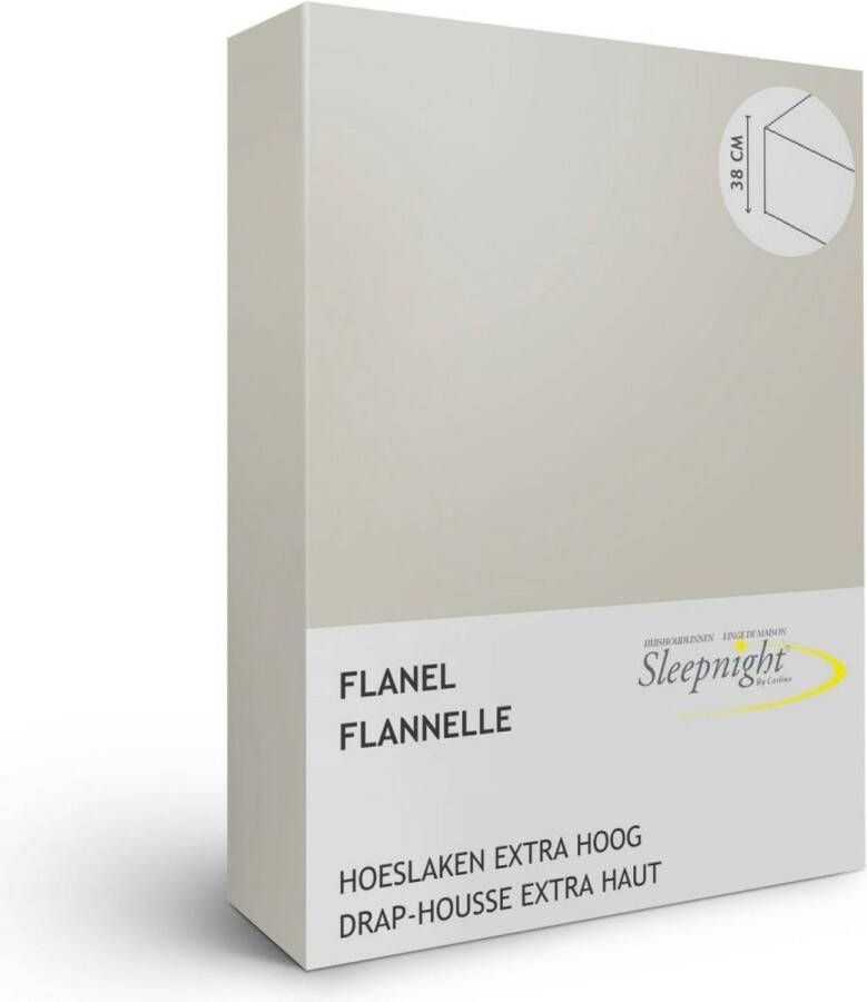 Sleepnight hoeslaken extra hoog Flanel (hoekhoogte 38 cm ) Grijs gris B 90 x L 200 cm 1-persoons Geschikt voor Standaard Matras Boxspring Matras + Topper Waterbed 550908-B 90 x L 200 cm