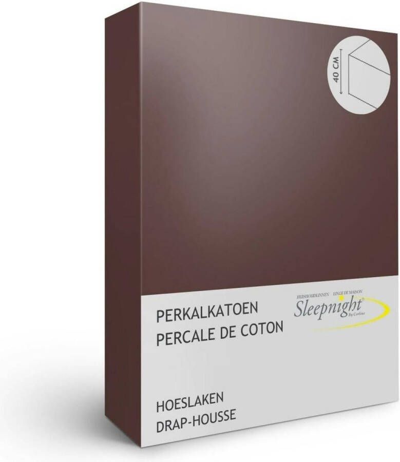 Sleepnight hoeslaken extra hoog Perkalkatoen (hoekhoogte 40 cm ) Taupetaupe B 200 x L 200 cm Lits-jumeaux extra breed Vochtabsorberend Geschikt voor Standaard Matras Boxspring Matras + Topper Waterbed 798627-B 200 x L 200 cm