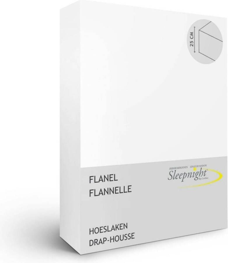 Sleepnight Hoeslaken Flanel (hoekhoogte 25 cm ) Wit blanc B 140 x L 220 cm 2-persoons Geschikt voor Standaard Matras 957638-B 140 x L 220 cm