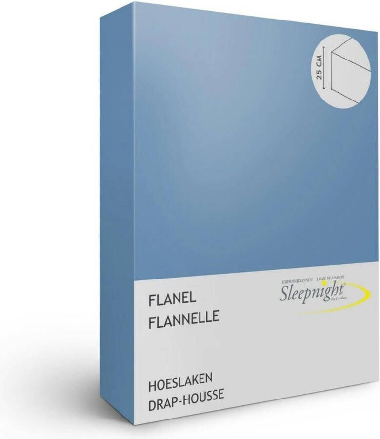 Sleepnight Hoeslaken Flanel (hoekhoogte 25 cm ) Blauw bleu B 160 x L 200 cm Lits-jumeaux Geschikt voor Standaard Matras 517400-B 160 x L 200 cm