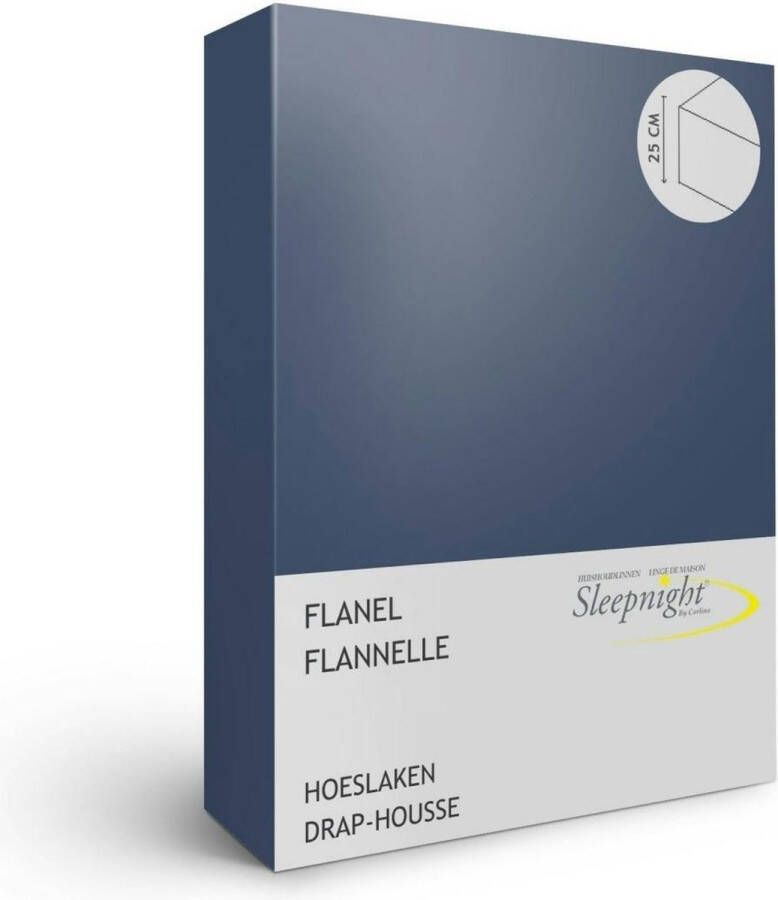 Sleepnight Hoeslaken Flanel (hoekhoogte 25 cm ) Blauw bleu marine B 160 x L 200 cm Lits-jumeaux Geschikt voor Standaard Matras 550803-B 160 x L 200 cm