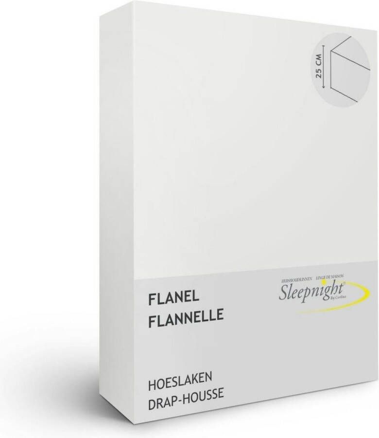Sleepnight Hoeslaken Flanel (hoekhoogte 25 cm ) Ecru ivoire B 90 x L 200 cm 1-persoons Geschikt voor Standaard Matras 517385-B 90 x L 200 cm