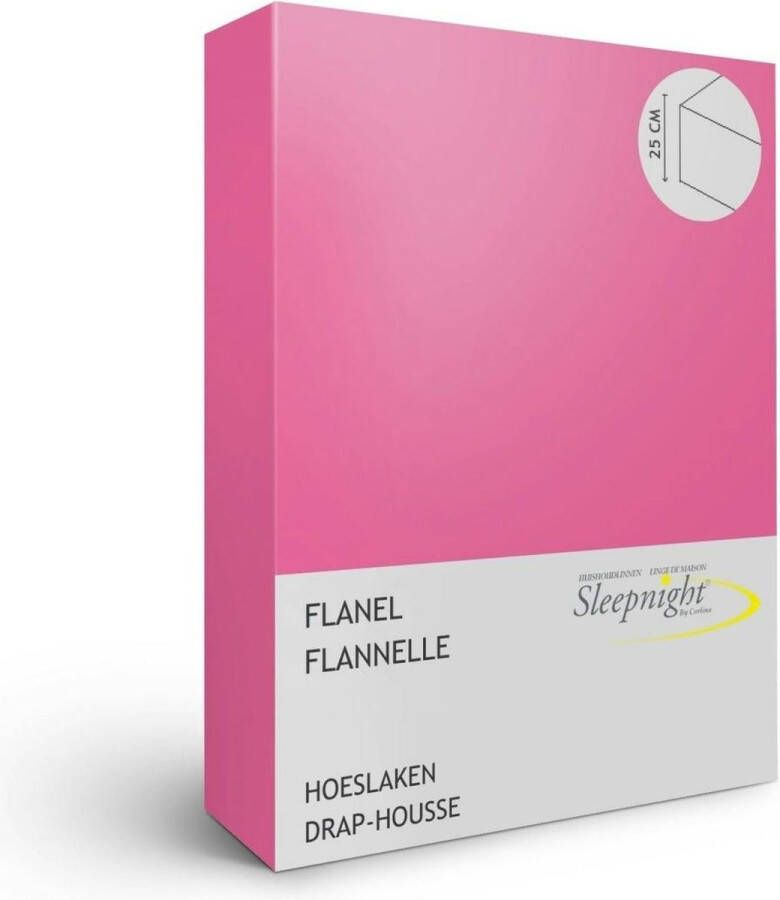 Sleepnight Hoeslaken Flanel (hoekhoogte 25 cm ) Fuchsia B 90 x L 200 cm 1-persoons Geschikt voor Standaard Matras 863553-B 90 x L 200 cm