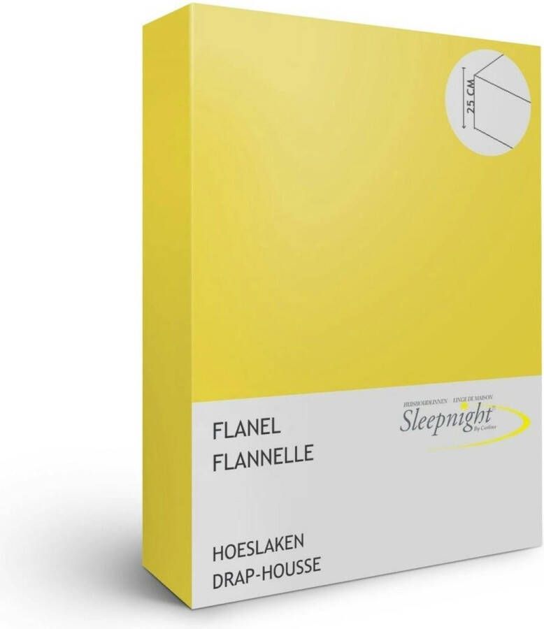 Sleepnight Hoeslaken Flanel (hoekhoogte 25 cm ) Geel jaune B 160 x L 200 cm Lits-jumeaux Geschikt voor Standaard Matras 600194-B 160 x L 200 cm