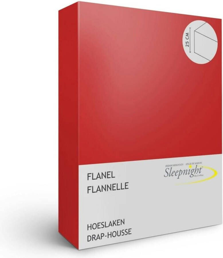Sleepnight Hoeslaken Flanel (hoekhoogte 25 cm ) Rood rouge B 180 x L 200 cm Lits-jumeaux Geschikt voor Standaard Matras 550796-B 180 x L 200 cm