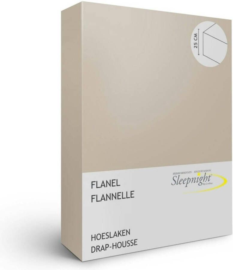 Sleepnight Hoeslaken Flanel (hoekhoogte 25 cm ) Taupecafé au lait B 140 x L 200 cm 2-persoons Geschikt voor Standaard Matras 639910-B 140 x L 200 cm