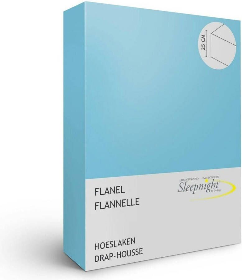 Sleepnight Hoeslaken Flanel (hoekhoogte 25 cm ) Turquoise B 90 x L 200 cm 1-persoons Geschikt voor Standaard Matras 863561-B 90 x L 200 cm