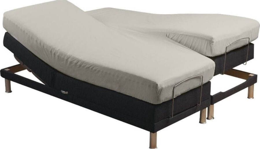 Sleepnight hoeslaken split topper Katoen (hoekhoogte 25 cm ) Grijsgris B 160 x L 200 cm Lits-jumeaux Geschikt voor Verstelbare Matras 734132-2x-B 80 x L 200 cm - Foto 2