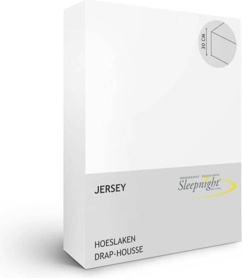 Sleepnight Hoeslaken Jersey (hoekhoogte 30 cm ) Witblanc B 180 x L 200 cm Lits-jumeaux Strijkvrij Geschikt voor Standaard Matras Boxspring Matras + Topper 517148-B 180 x L 200 cm