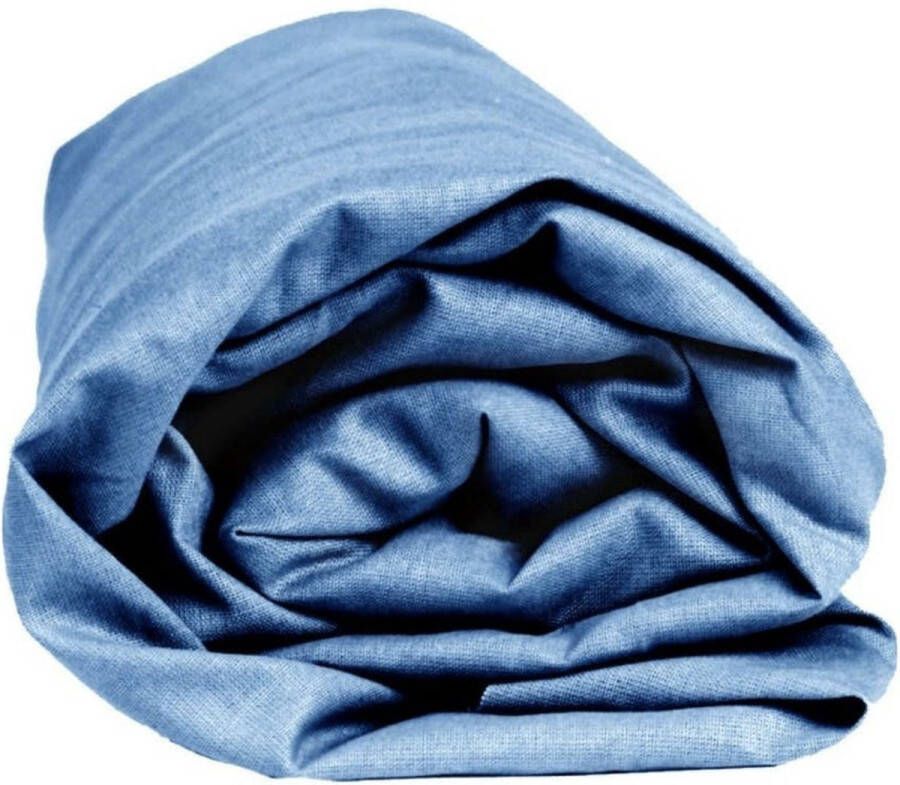 Sleepnight Hoeslaken Jersey (hoekhoogte 30 cm ) Blauwshadow blue B 160 x L 200 cm Lits-jumeaux Strijkvrij Geschikt voor Standaard Matras Boxspring Matras + Topper 798511-B 160 x L 200 cm