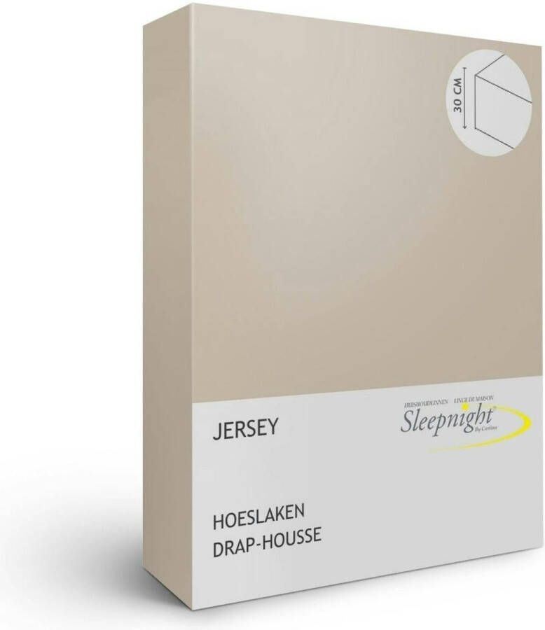 Sleepnight Hoeslaken Jersey (hoekhoogte 30 cm ) café au lait B 160 x L 200 cm Lits-jumeaux Strijkvrij Geschikt voor Standaard Matras Boxspring Matras + Topper 639899-B 160 x L 200 cm