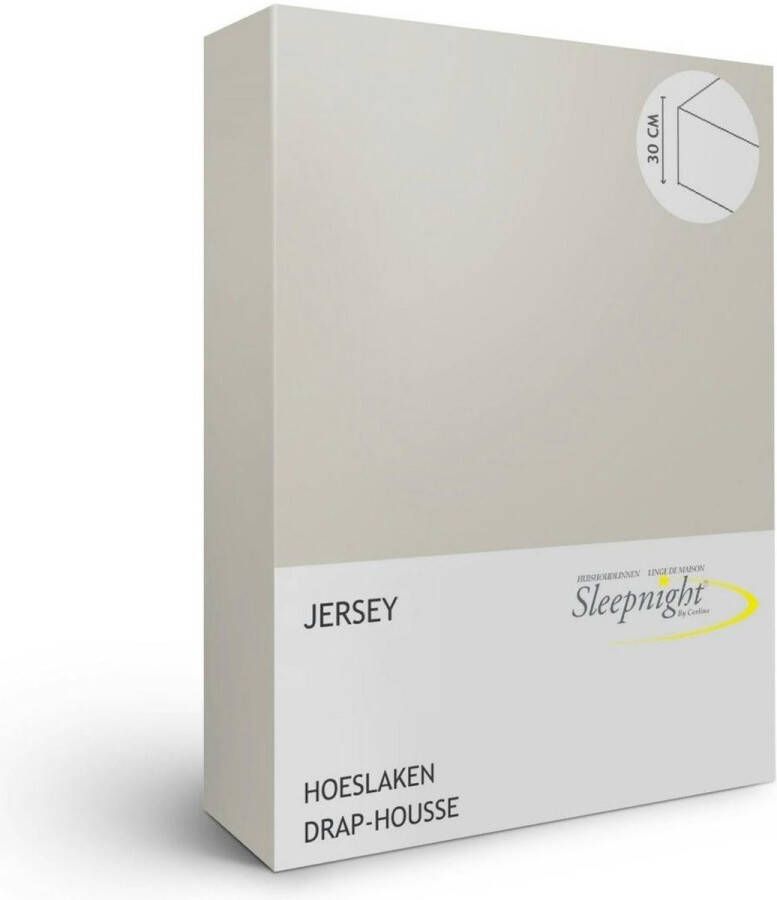 Sleepnight Hoeslaken Jersey (hoekhoogte 30 cm ) gris B 180 x L 200 cm Lits-jumeaux Strijkvrij Geschikt voor Standaard Matras Boxspring Matras + Topper 517164-B 180 x L 200 cm