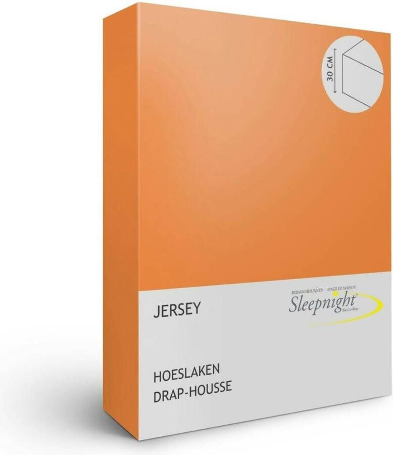 Sleepnight Hoeslaken Jersey (hoekhoogte 30 cm ) orange B 100 x L 200 cm 1-persoons Strijkvrij Geschikt voor Standaard Matras Boxspring Matras + Topper 843249-B 100 x L 200 cm