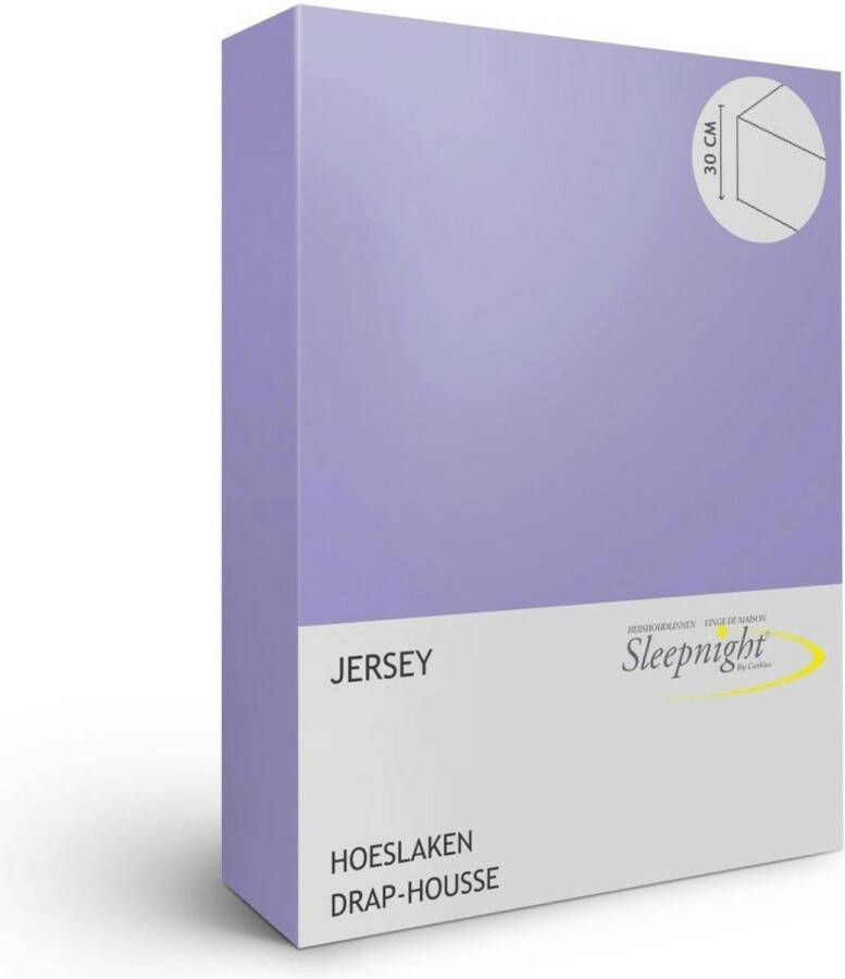 Sleepnight Hoeslaken Jersey (hoekhoogte 30 cm ) Paars lilas B 160 x L 200 cm Lits-jumeaux Strijkvrij Geschikt voor Standaard Matras Boxspring Matras + Topper 550933-B 160 x L 200 cm