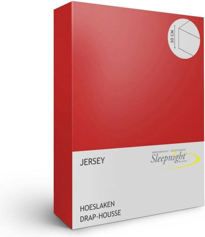 Sleepnight Hoeslaken Jersey (hoekhoogte 30 cm ) Rood rouge B 140 x L 200 cm 2-persoons Strijkvrij Geschikt voor Standaard Matras Boxspring Matras + Topper 734100-B 140 x L 200 cm