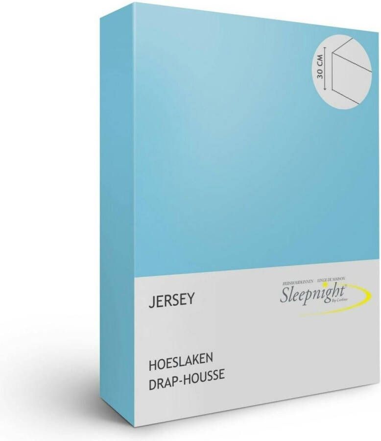 Sleepnight Hoeslaken Jersey (hoekhoogte 30 cm ) Turquoise B 100 x L 200 cm 1-persoons Strijkvrij Geschikt voor Standaard Matras Boxspring Matras + Topper 843245-B 100 x L 200 cm