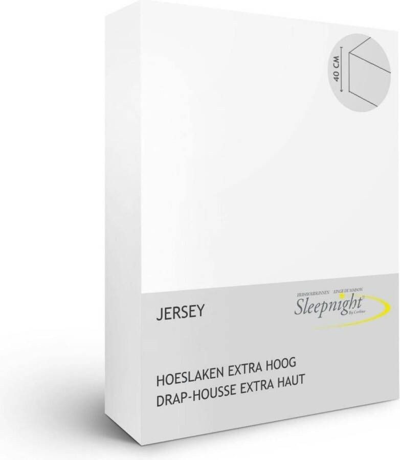 Sleepnight Hoeslaken Jersey (hoekhoogte 40 cm ) Wit blanc B 140 x L 220 cm 2-persoons Strijkvrij Geschikt voor Standaard Matras Boxspring Matras + Topper Waterbed 798460-B 140 x L 220 cm