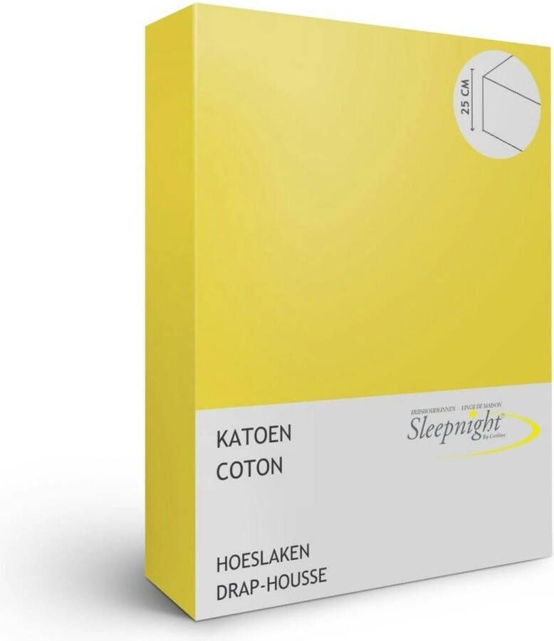 Sleepnight Hoeslaken Katoen (hoekhoogte 25 cm ) Geel jaune B 180 x L 200 cm Lits-jumeaux Geschikt voor Standaard Matras 600190-B 180 x L 200 cm