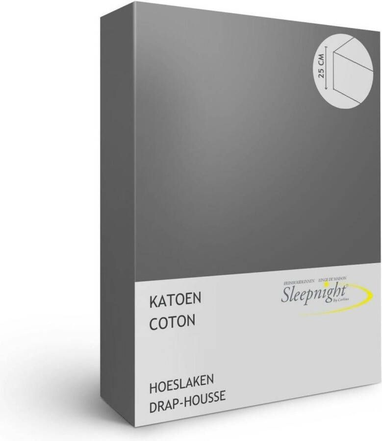 Sleepnight Hoeslaken Katoen (hoekhoogte 25 cm ) gris foncé B 160 x L 200 cm Lits-jumeaux Geschikt voor Standaard Matras 957667-B 160 x L 200 cm
