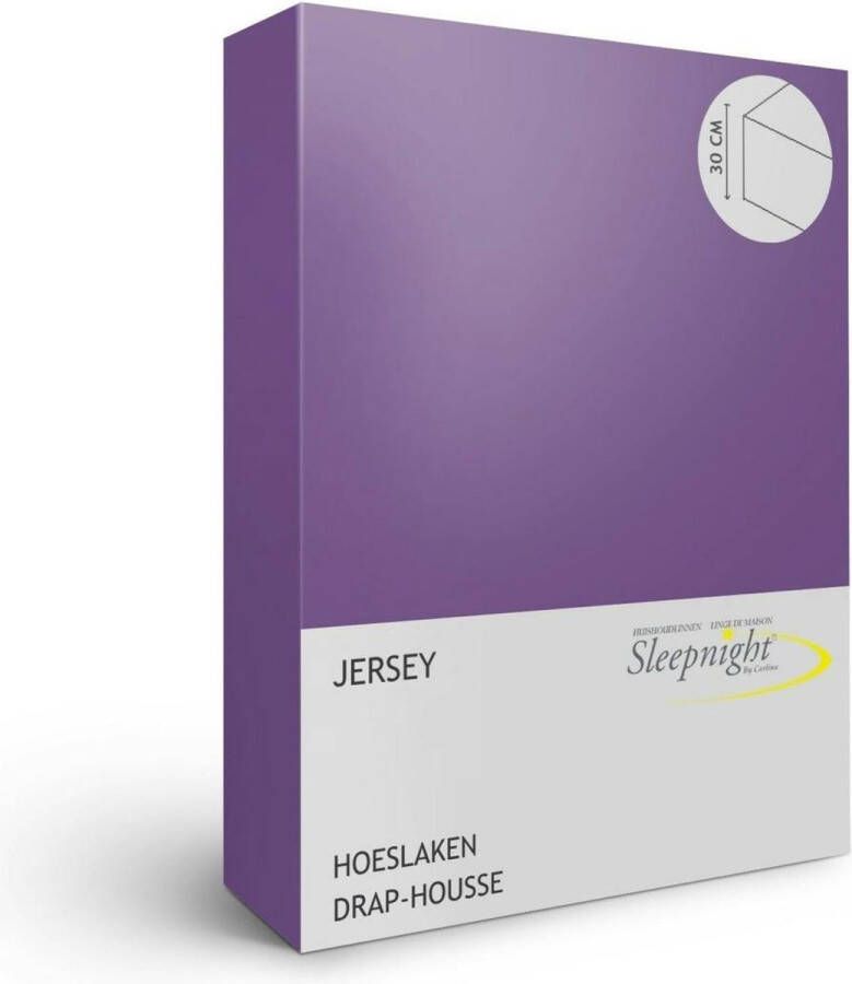 Sleepnight Hoeslaken Jersey (hoekhoogte 30 cm ) Paars mauve B 160 x L 200 cm Lits-jumeaux Strijkvrij Geschikt voor Standaard Matras Boxspring Matras + Topper 734105-B 160 x L 200 cm