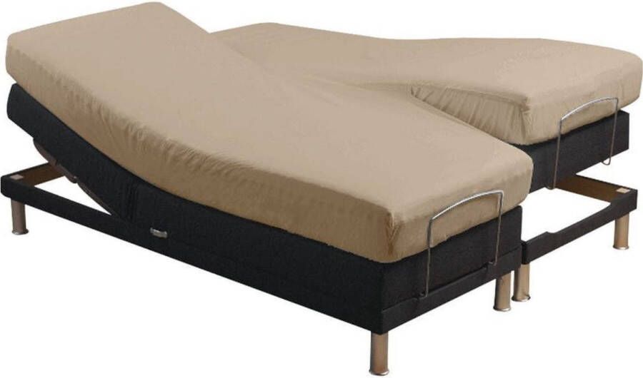 Sleepnight hoeslaken split topper Flanel (hoekhoogte 25 cm ) Taupecafé au lait B 160 x L 200 cm Lits-jumeaux Geschikt voor Verstelbare Matras 734130-2x-B 80 x L 200 cm