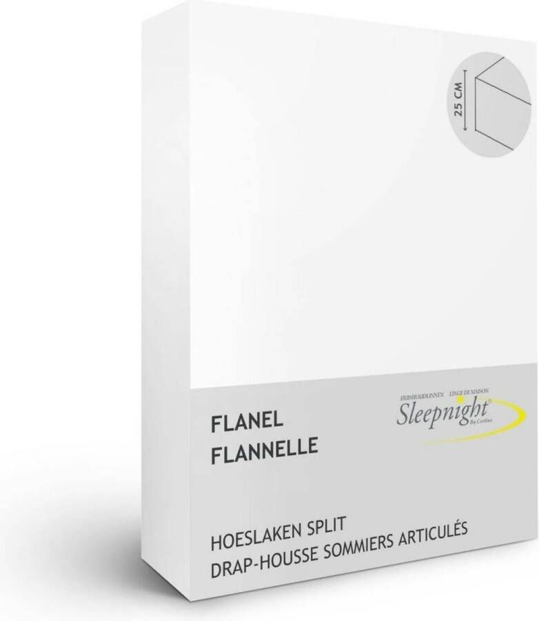 Sleepnight hoeslaken split topper Flanel (hoekhoogte 25 cm ) Witblanc B 180 x L 200 cm Lits-jumeaux Geschikt voor Verstelbare Matras 550899-B 180 x L 200 cm