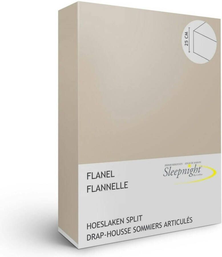 Sleepnight hoeslaken split topper Flanel (hoekhoogte 25 cm ) Taupecafé au lait B 180 x L 200 cm Lits-jumeaux Geschikt voor Verstelbare Matras 734131-2x-B 90 x L 200 cm