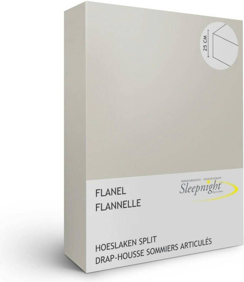 Sleepnight hoeslaken split Flanel (hoekhoogte 25 cm ) Grijs gris B 180 x L 200 cm Lits-jumeaux Geschikt voor Verstelbare Matras 734129-2x-B 90 x L 200 cm