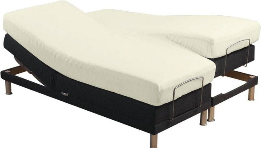 Sleepnight hoeslaken split topper Flanel (hoekhoogte 25 cm ) Ecruivoire B 160 x L 200 cm Lits-jumeaux Geschikt voor Verstelbare Matras 734126-2x-B 80 x L 200 cm