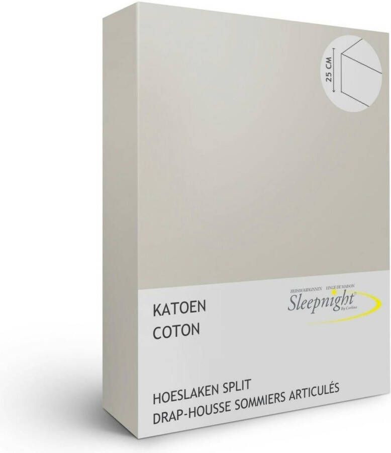 Sleepnight hoeslaken split topper Katoen (hoekhoogte 25 cm ) Grijsgris B 180 x L 200 cm Lits-jumeaux Geschikt voor Verstelbare Matras 734133-2x-B 90 x L 200 cm