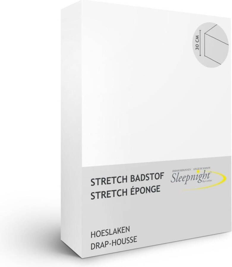 Sleepnight Hoeslaken Stretch badstof (hoekhoogte 30 cm ) Wit blanc B 100 x L 200 cm 1-persoons Geschikt voor Standaard Matras Boxspring Matras + Topper 600961-B 100 x L 200 cm