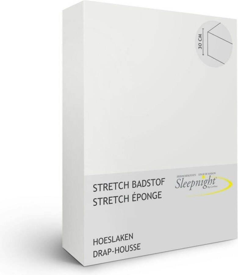 Sleepnight Hoeslaken Stretch badstof (hoekhoogte 30 cm ) Ecru ivoire B 160 x L 200 cm Lits-jumeaux Geschikt voor Standaard Matras Boxspring Matras + Topper 600967-B 160 x L 200 cm