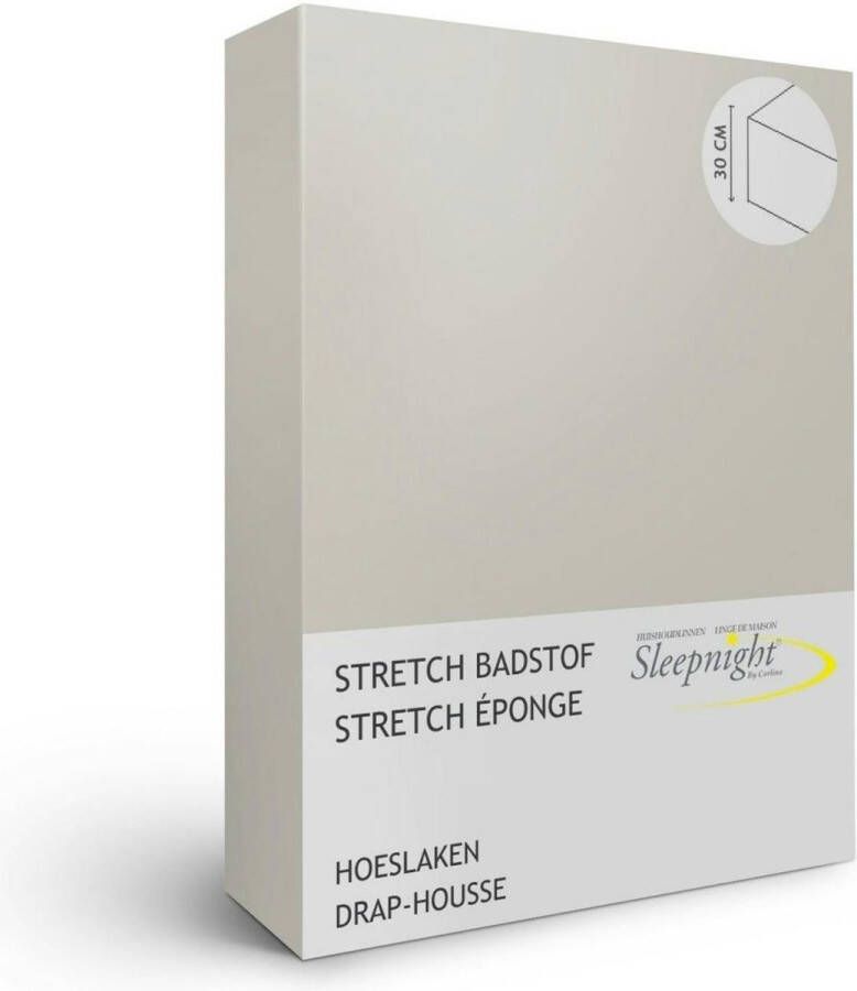Sleepnight Hoeslaken Stretch badstof (hoekhoogte 30 cm ) gris B 180 x L 200 cm Lits-jumeaux Geschikt voor Standaard Matras Boxspring Matras + Topper 600980-B 180 x L 200 cm