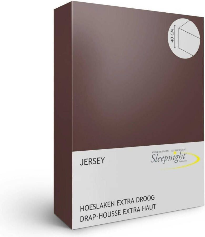 Sleepnight Hoeslaken Taupe Jersey (hoekhoogte 40 cm ) LP798472 B 140 x L 220 cm Tweepersoons Strijkvrij Geschikt voor Matras