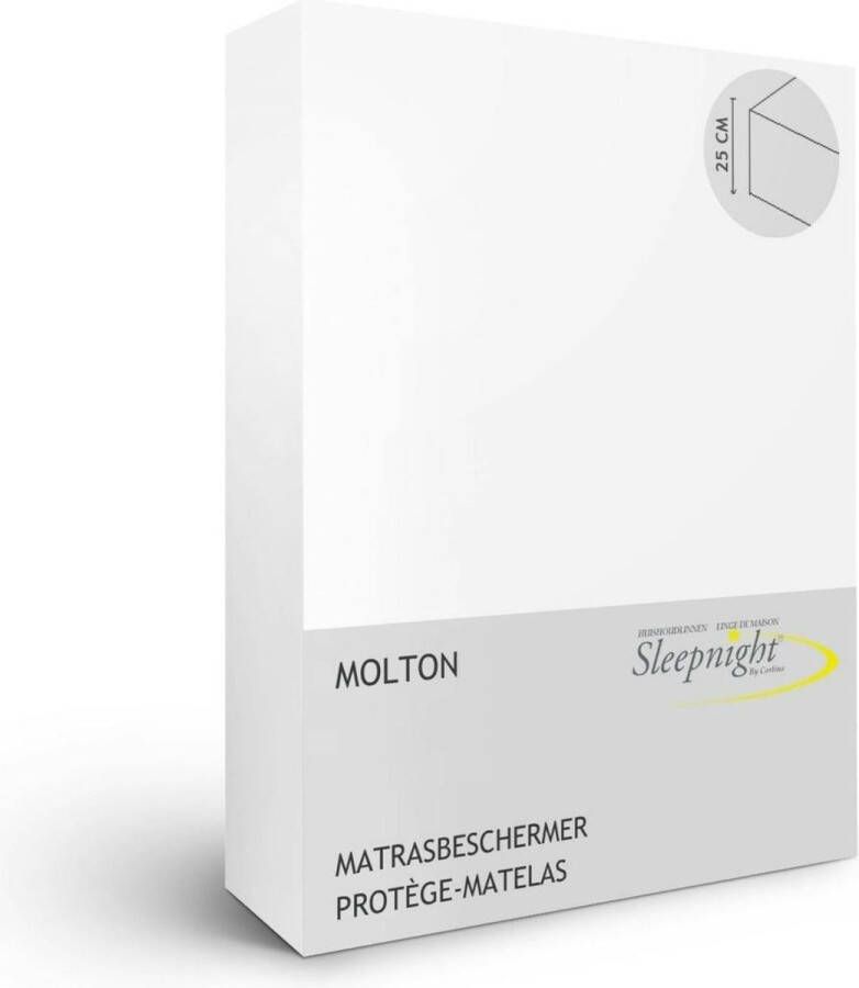 Sleepnight Matrasbeschermer Molton (hoekhoogte 25 cm ) Blanc White 160 x 220 cm Lits-jumeaux Waterdicht Geschikt voor Standaard Matras 639004-B 160 x L 220 cm