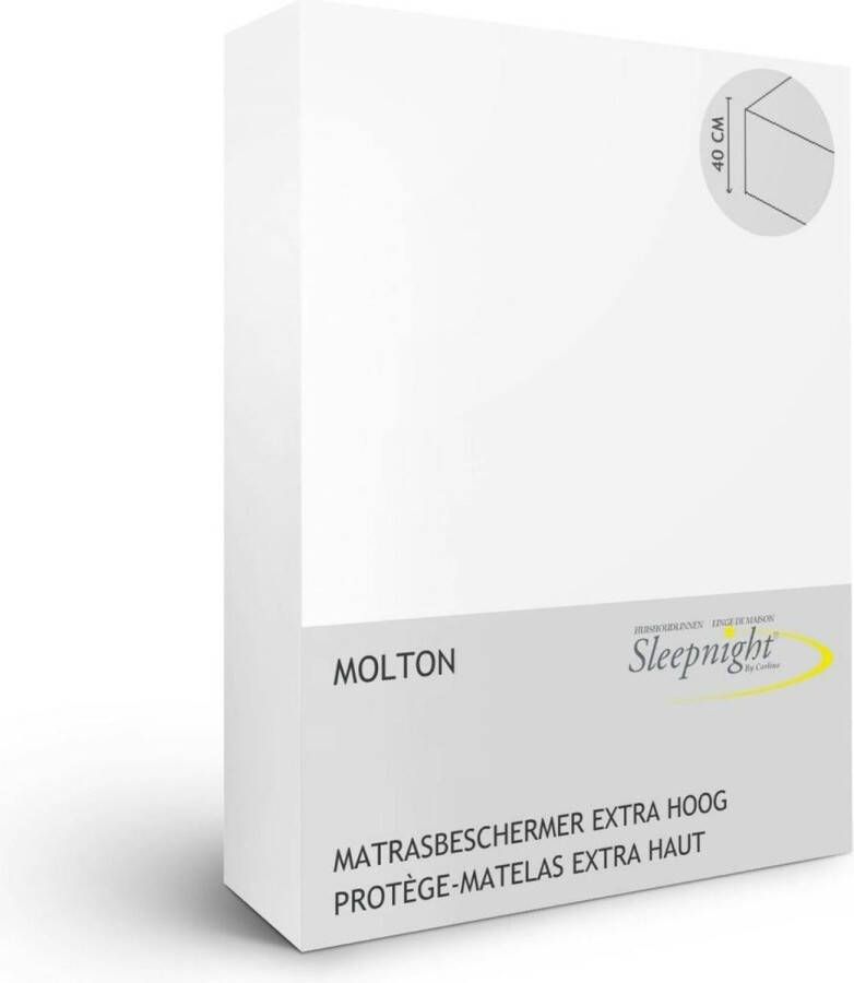 Sleepnight Matrasbeschermer Molton (hoekhoogte 40 cm ) Blanc White B 180 x L 220 cm Lits-jumeaux Luchtdoorlatend Geschikt voor Standaard Matras Boxspring Matras + Topper Waterbed 550597-B 180 x L 220 cm