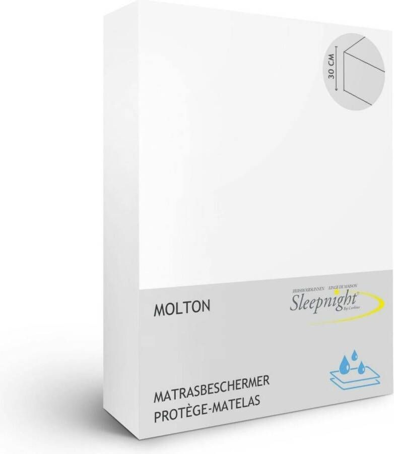 Sleepnight Matrasbeschermer Wit Molton (hoekhoogte 30 cm ) LP843937 B 160 x L 200 cm Tweepersoons Waterdicht Anti-allergisch Antihuisstofmijt Antibacterieel Luchtdoorlatend Machinewasbaar Geschikt voor Matras