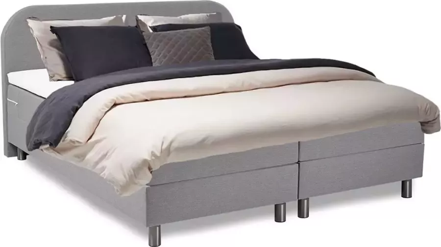 SleepProfit Modern Boxspring 140x200 Rond Grijs pocketvering matras Bonellvering onderstel