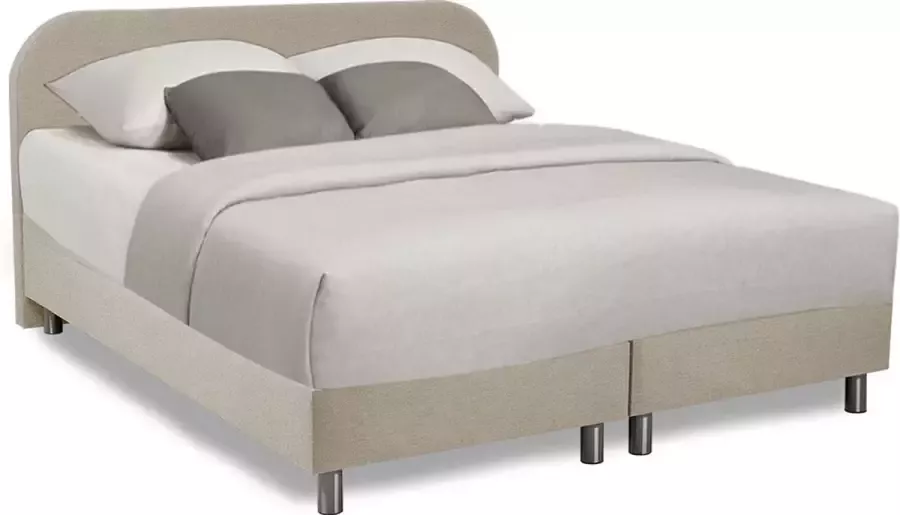 SleepProfit Velvet Boxspring 140x210 Rond Velvet Beige Pocketvering matras Bonellvering onderstel