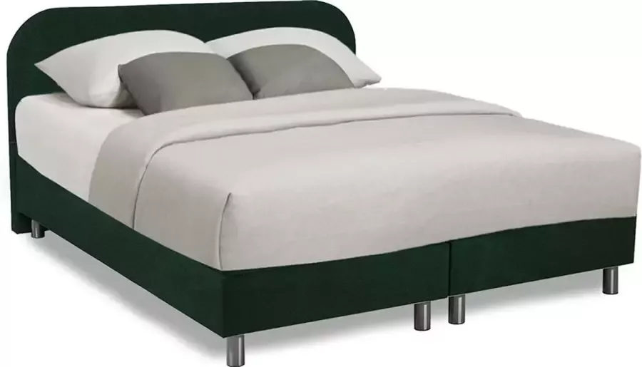 SleepProfit Velvet Boxspring 140x210 Rond Velvet Groen Pocketvering matras Bonellvering onderstel