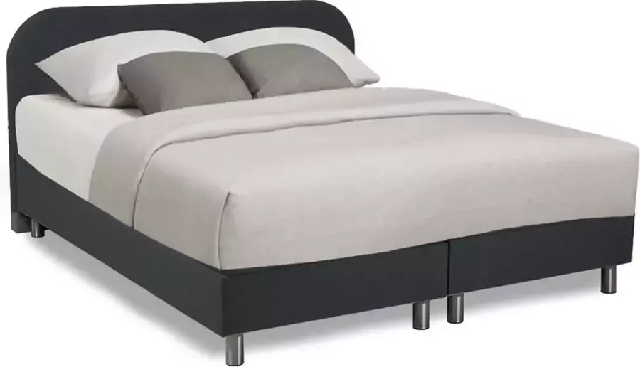 SleepProfit Velvet Boxspring 140x220 Rond Velvet Antraciet Pocketvering matras Bonellvering onderstel
