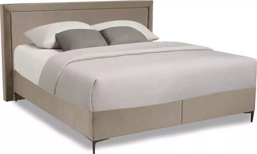 SleepProfit Velvet Boxspring 140x220 Velvet Beige Pocketvering matras Bonellvering onderstel